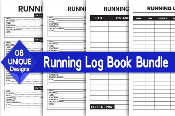 Download Running Log Book Bundle | KDP Interior - Running log book Collection