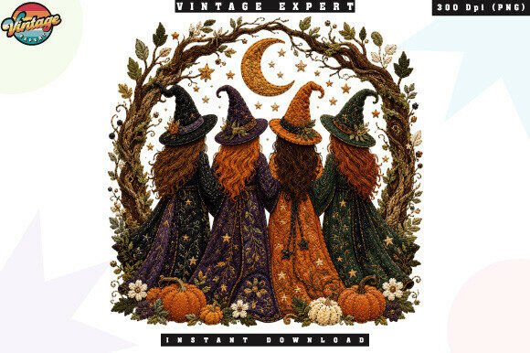 Download Four Witches Under the Moon PNG - Moon Collection