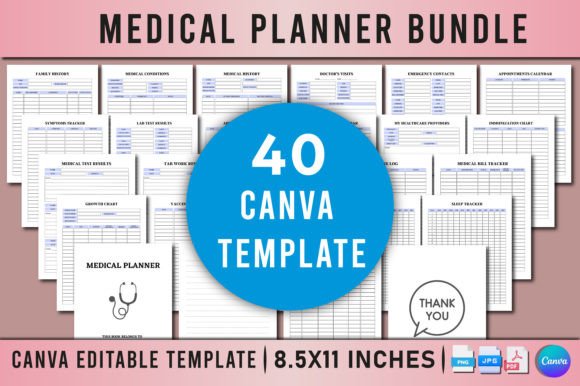 Download Medical Planner Bundle for Canva - Medical planner Collection