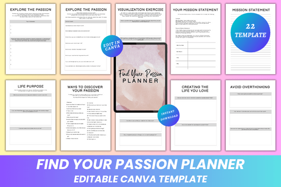 Download Find Your Passion Planner Canva KDP - Find your passion planner Collection