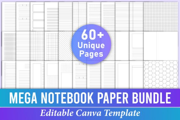 Download Mega Notebook Paper Bundle Pack Canva - Mega Collection