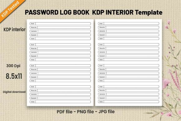 Download Password Log Book-KDP Interiors Template - Interiors template Collection