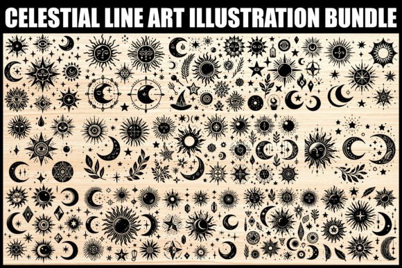 Download Celestial Sun Moon Star Clipart SVG - Moon Collection